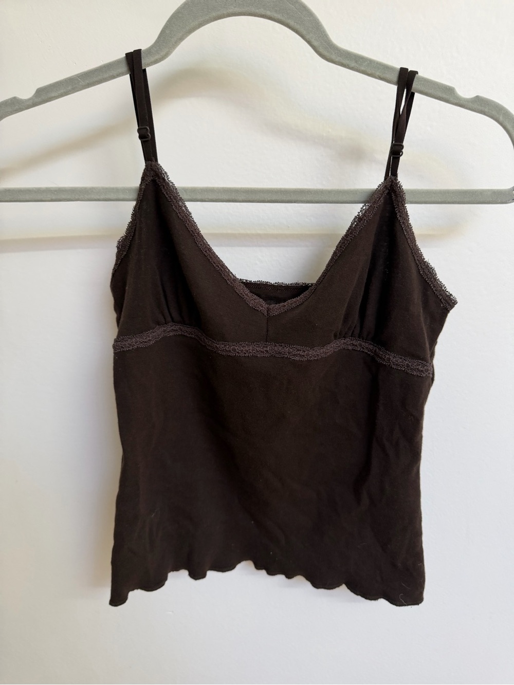 Chocolate Brown Lace-Trim Camisole Tank Top Brandy Melville